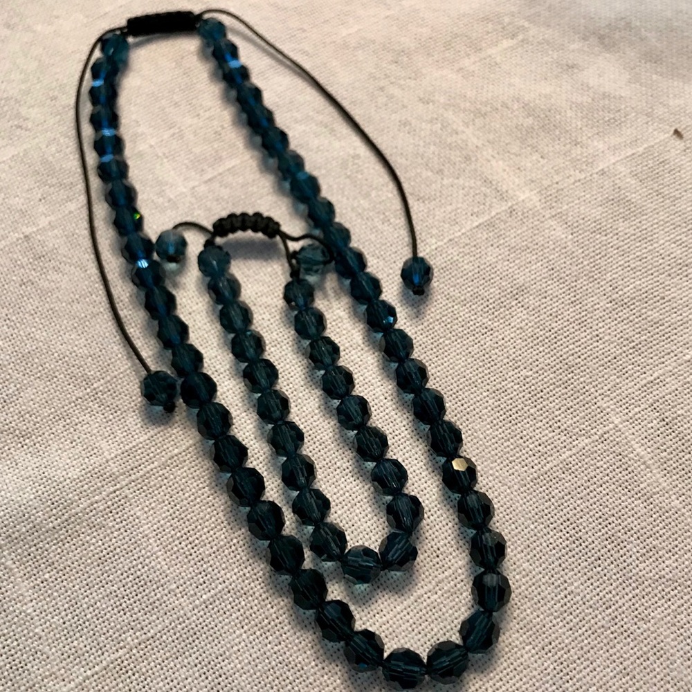 🦋2pc Adjustable faceted bead necklace & bracelet